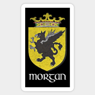 Morgan Name / Faded Style Family Crest Coat Of Arms Design Sticker